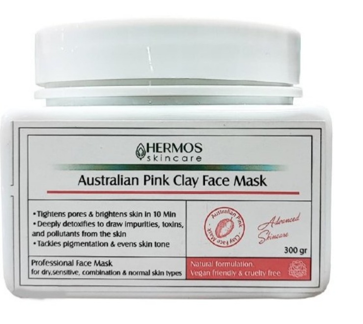 ماسک خاک رس صورتی ۳۰۰ گرمی مدل هرموس