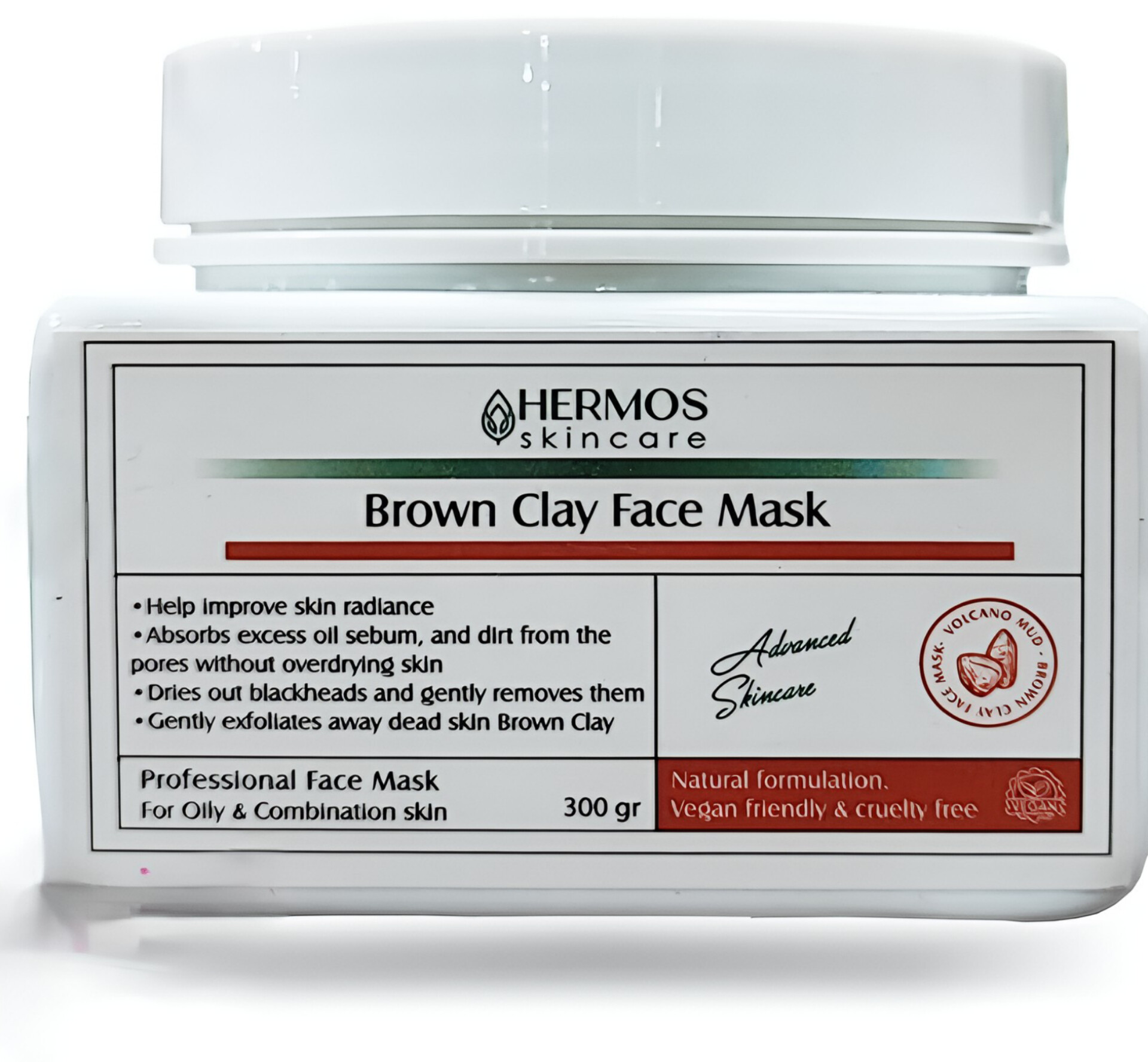 ماسک خاک رس قهوه‌ای ۳۰۰ گرمی مدل هرموس