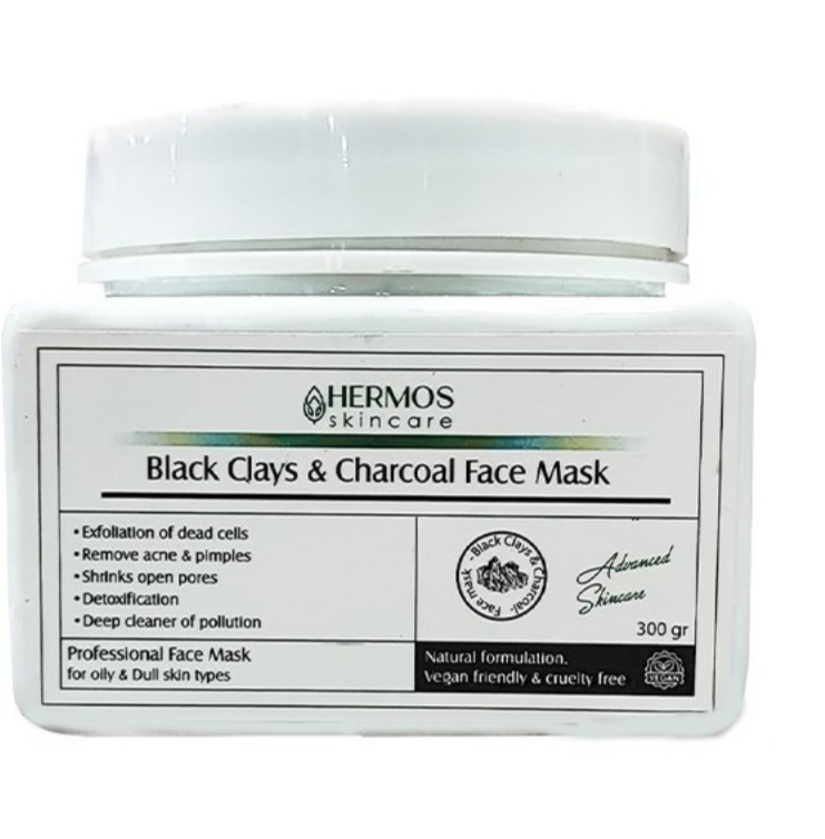 ماسک خاک رس سیاه ۳۰۰ گرمی مدل هرموس