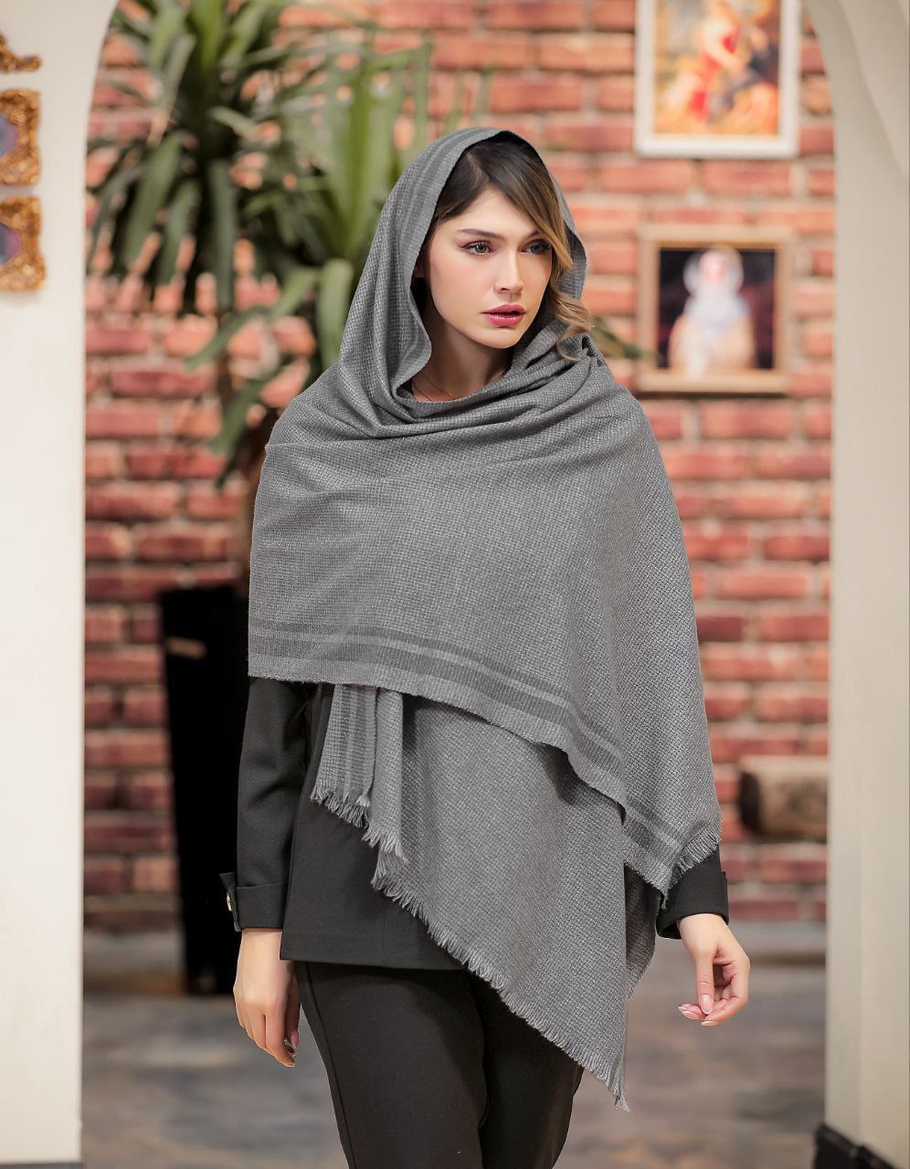 شال موهر حاشیه خطی در هشت رنگ